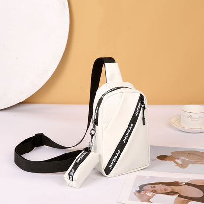 Women's Two-piece Style Letter Printing Stitching Mini Waist Packs