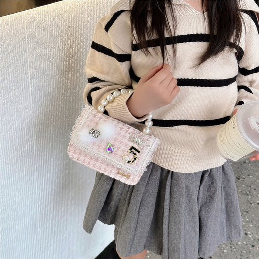 Fashion Autumn Pearl Cute Bow Mini Children's Shoulder Bags