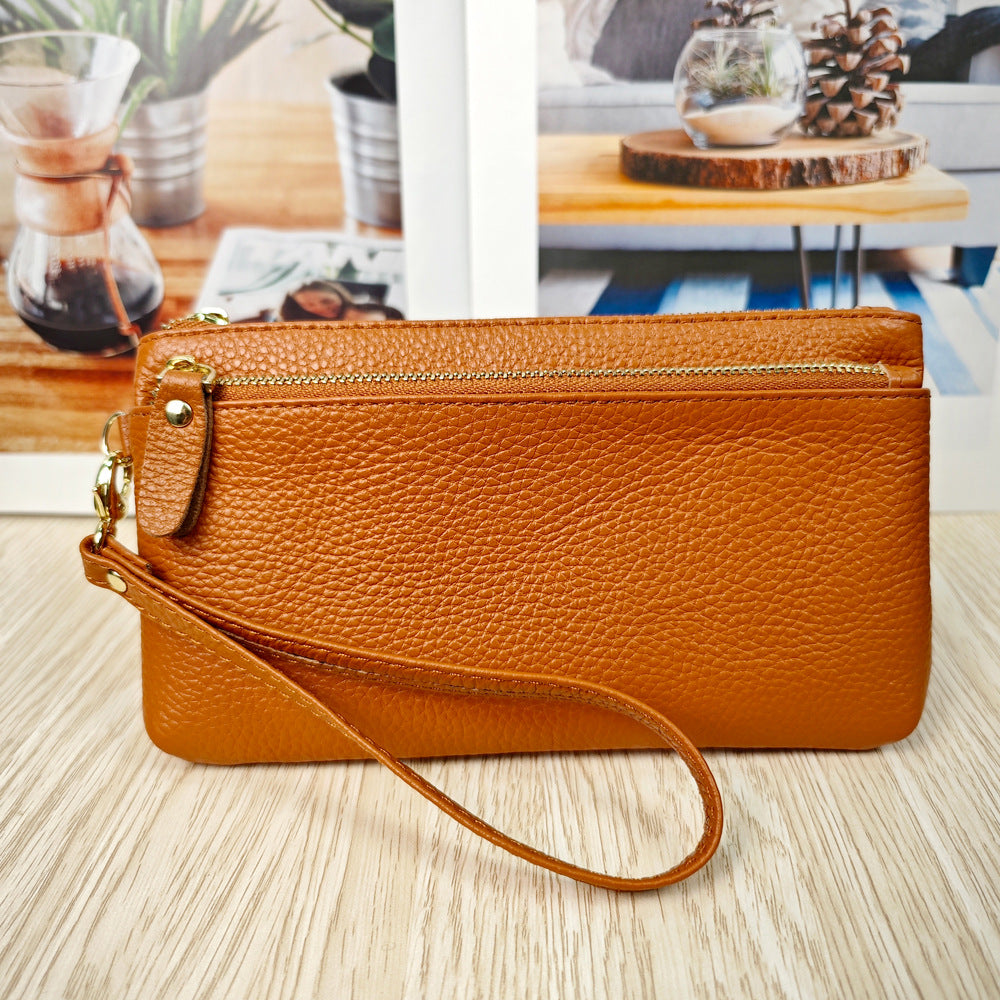 Women's Fashion Genuine Leather Wrist Multifunctional Zipper Ladies Wallets