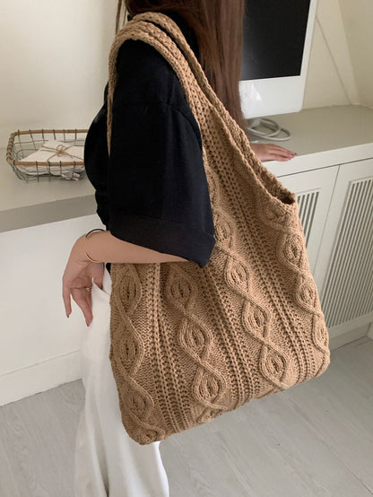 Women's Retro Knitted Handmade Wool Woven Tote Shoulder Bags