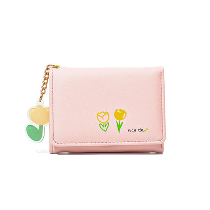 Women's Short Solid Color Simple Printed Cute Ladies Wallets