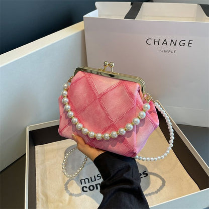 Women's Summer Pearl Fashion Chain Clip Cross Crossbody Bags