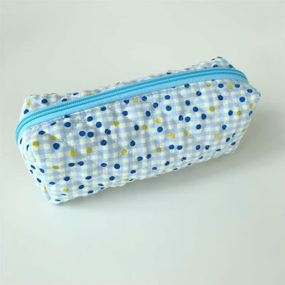 Brush Cotton Embroidery Quilted Large Capacity Pencil Bags