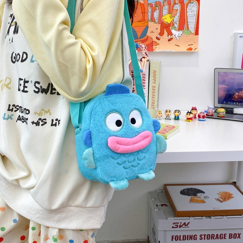 Little Fish Strange Plush Three-dimensional Sausage Crossbody Bags