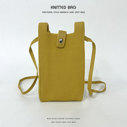 Classy Solid Color Niche Knitted Korean Phone Bags