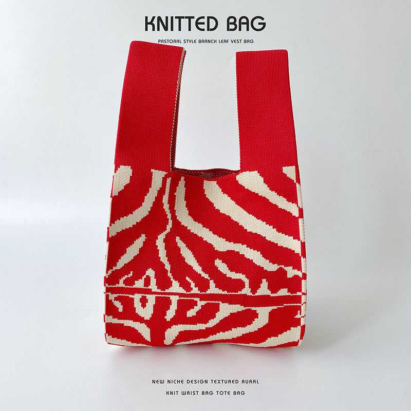 Zebra Pattern Knitted Personalized Versatile Large Shoulder Bags