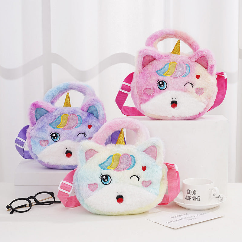 Sacs à bandoulière pour enfants en peluche avec motif de princesse et licorne mignonne