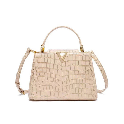 Women's Trendy Crocodile Pattern Mummy Luxury Cowhide Handbags