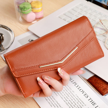 Women's Stitching Fashion Leather Korean Style Oil Ladies Wallets