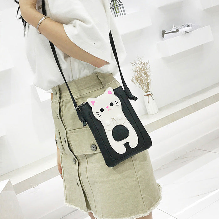 Women's Fashion Korean Simple Cat Long Mini Phone Bags