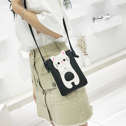 Women's Fashion Korean Simple Cat Long Mini Phone Bags