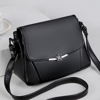 Women's Soft Leather Mother Small Square Simple Crossbody Bags