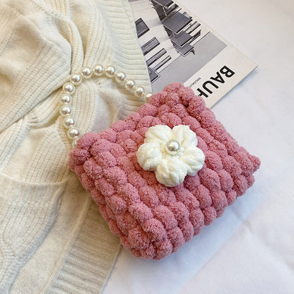 Hand-woven Cream Puff Floral Material For Bags