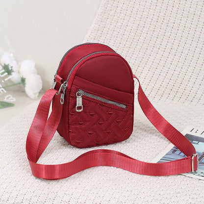 Women's Real Silk Cloth Embroidery Thread Mobile Crossbody Bags