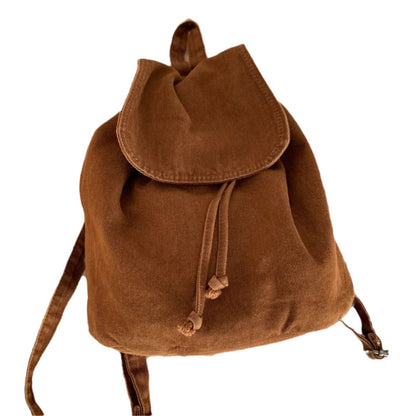 Women's Simple Washed Vintage Flip Drawstring Large Crossbody Bags