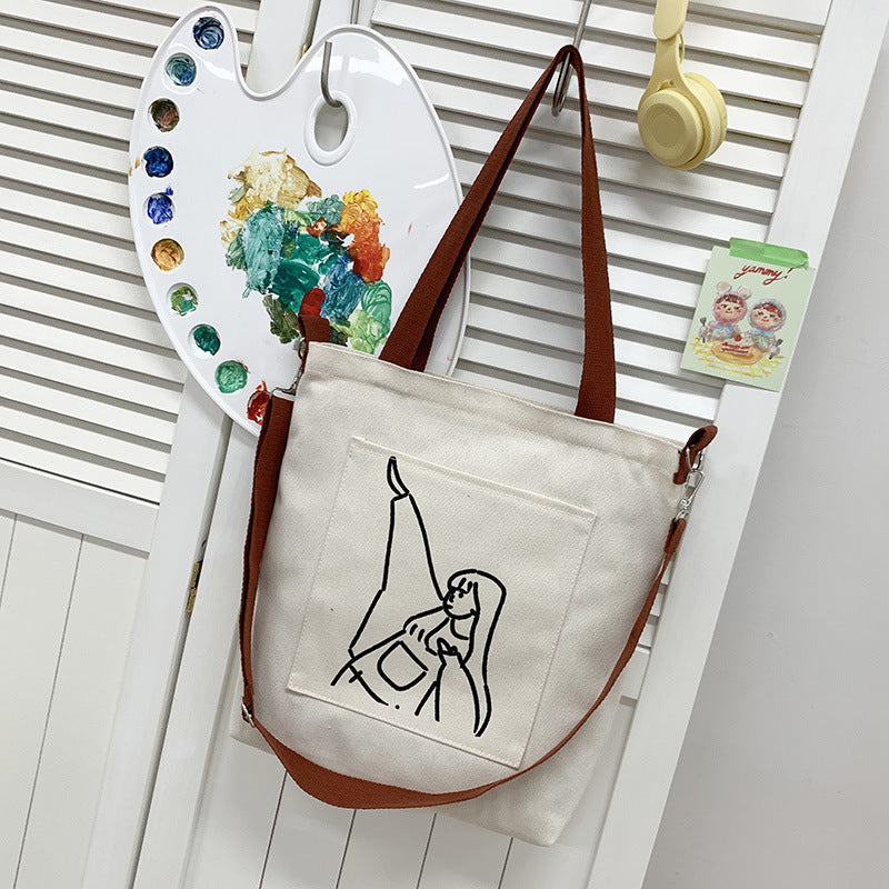 Female Style Soft Cute Cotton Large Shoulder Bags