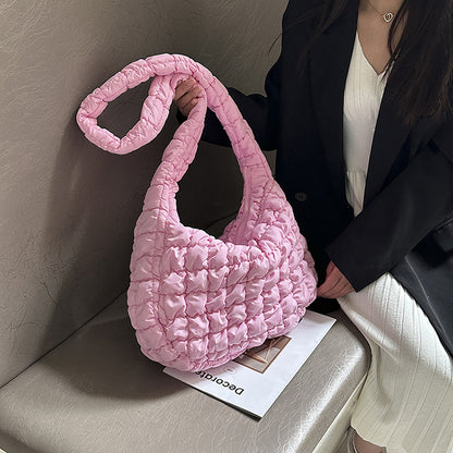 Women's Pleated Cloud Cotton Jacket Commuter Bubble Crossbody Bags