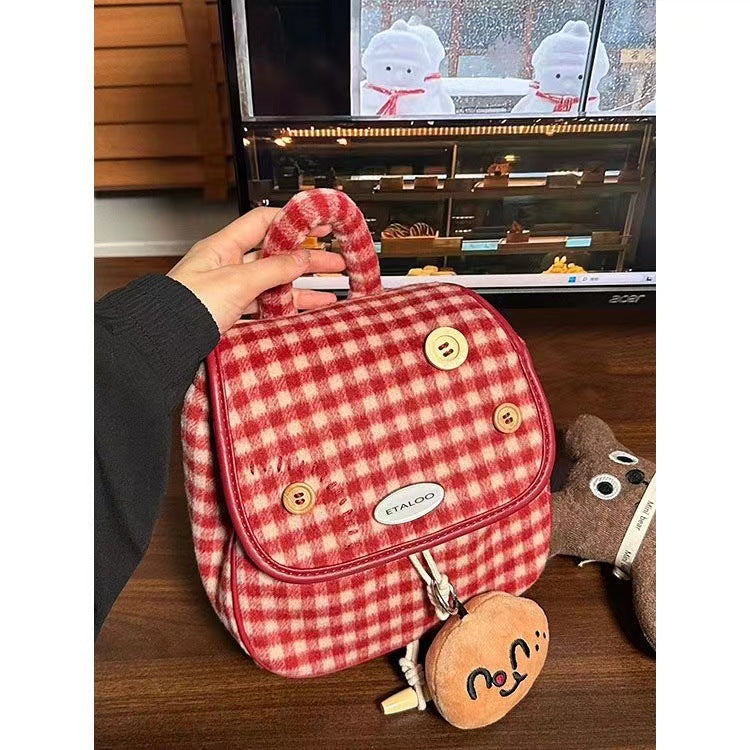 Women's Red Plaid Mini Lightweight Portable Bags