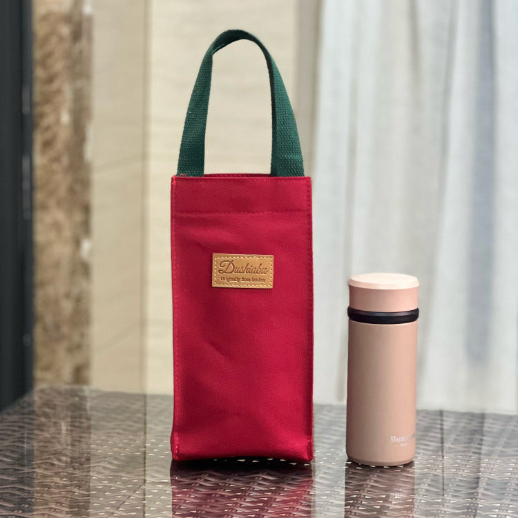 Simple Canvas Portable Water Cup Braised Thermos Cover Handbags