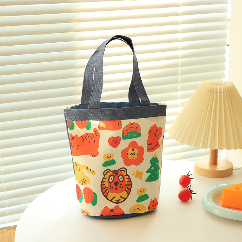 Large Capacity Cartoon Canvas Family Lunch Box Handbags