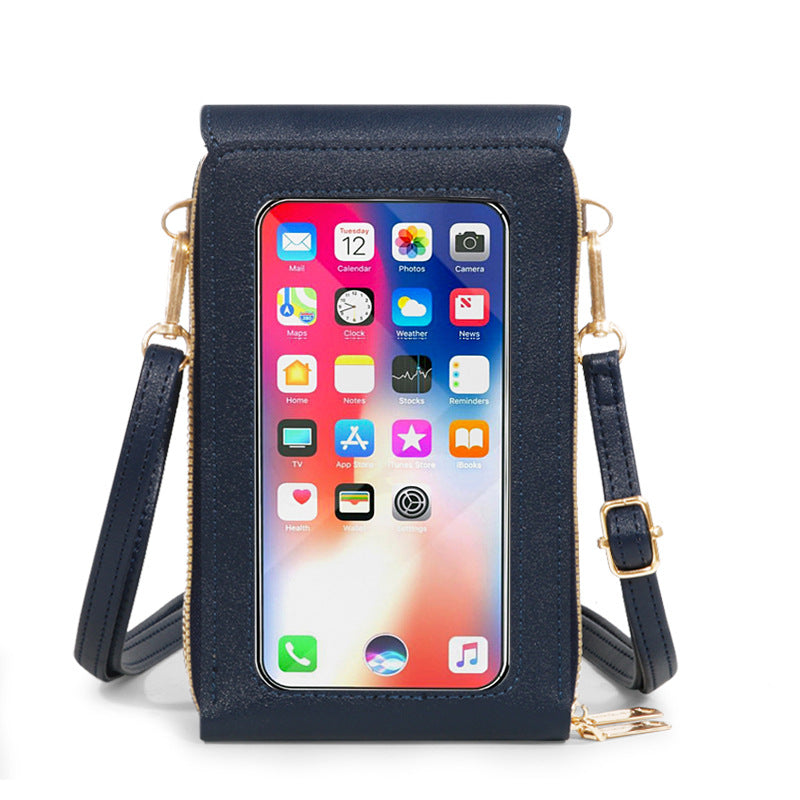 Women's Leather Touch Screen Mobile Retro Solid Phone Bags