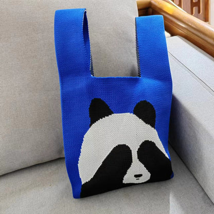 Sac fourre-tout tricoté Panda de grande capacité