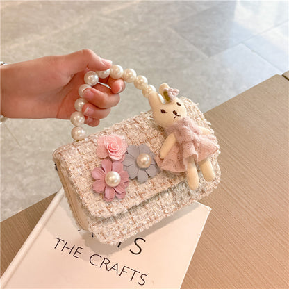 Style Portable Trendy Woolen Small Flower Children's Shoulder Bags