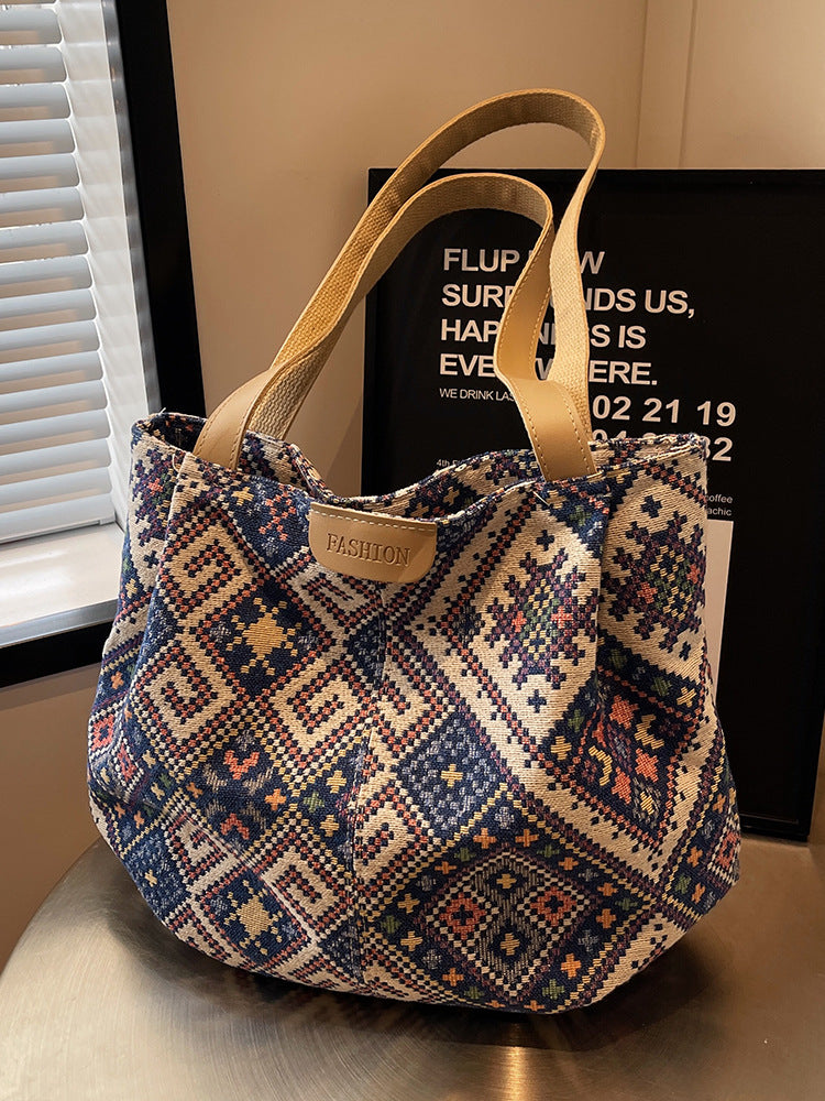 Women's Ethnic Style Tote Canvas College For Shoulder Bags