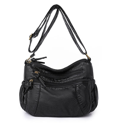 Women's Washed Leather Fashion Large Capacity Mom Shoulder Bags