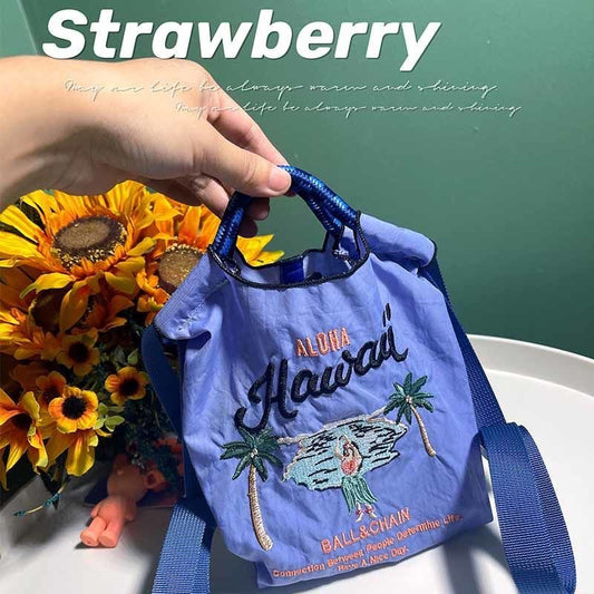 Homemade Shopping Nylon Cloth Embroidery Flower Handbags