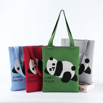 Sac fourre-tout en tricot tendance pour femme en forme de panda pour sacs à bandoulière