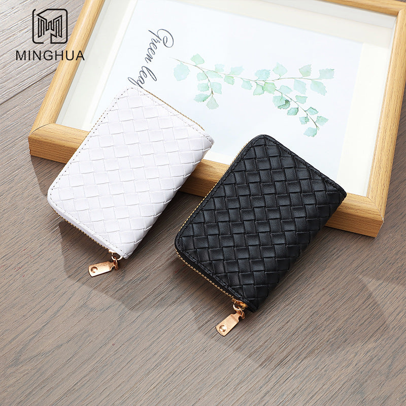 Women's Woven Short Simple Winter Pattern Zipper Ladies Wallets