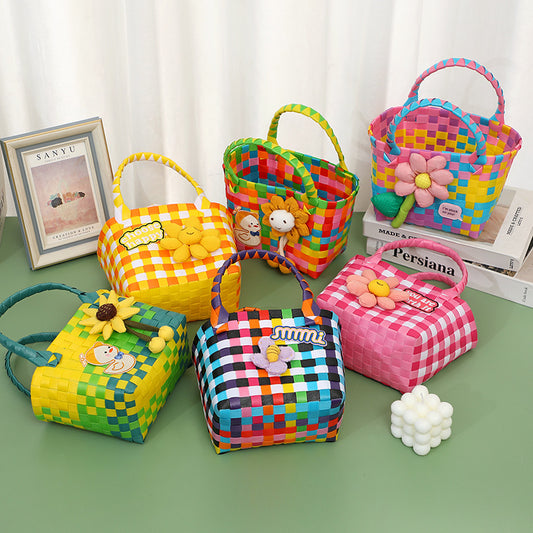 Women's & Children's Basket Artistic Crafts Woven Cute Flowers Bags