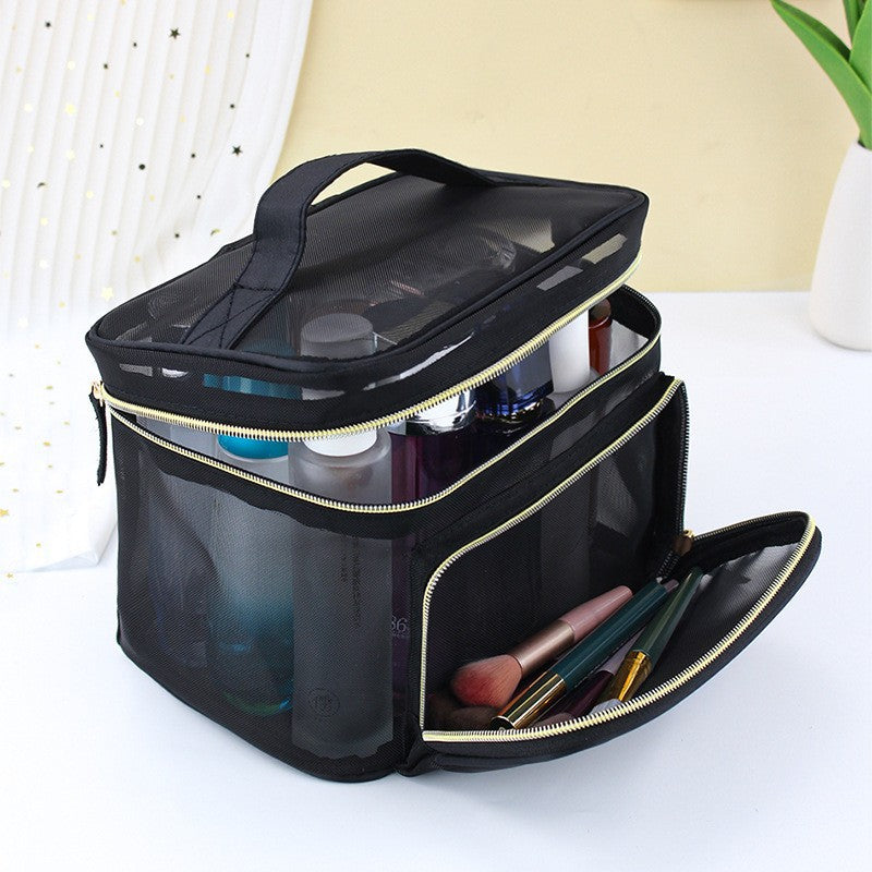 Capacity Mesh Transparent Good-looking Wash Portable Cosmetic Bags