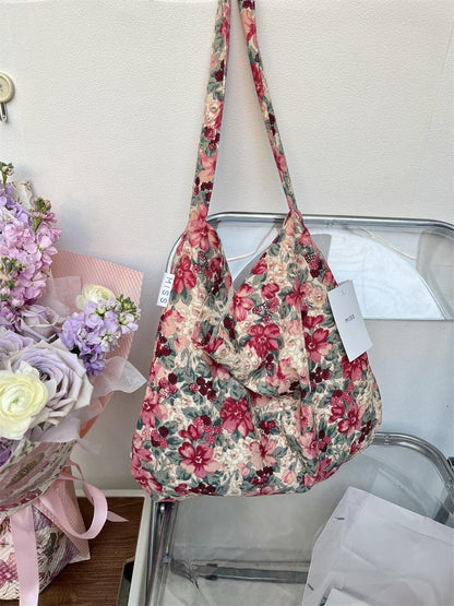 Leopard Print Floral Canvas Female White Shoulder Bags