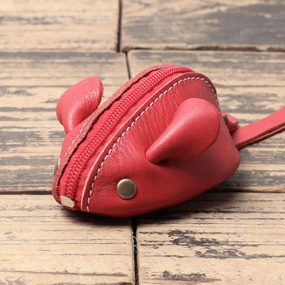 Porte-monnaie multifonctionnel en cuir de vachette pour enfants, première couche, motif souris, dessin animé