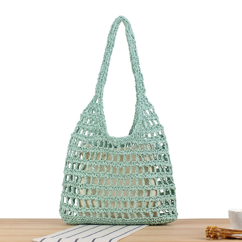 French Style Large Capacity Straw Simple Underarm Seaside Shoulder Bags