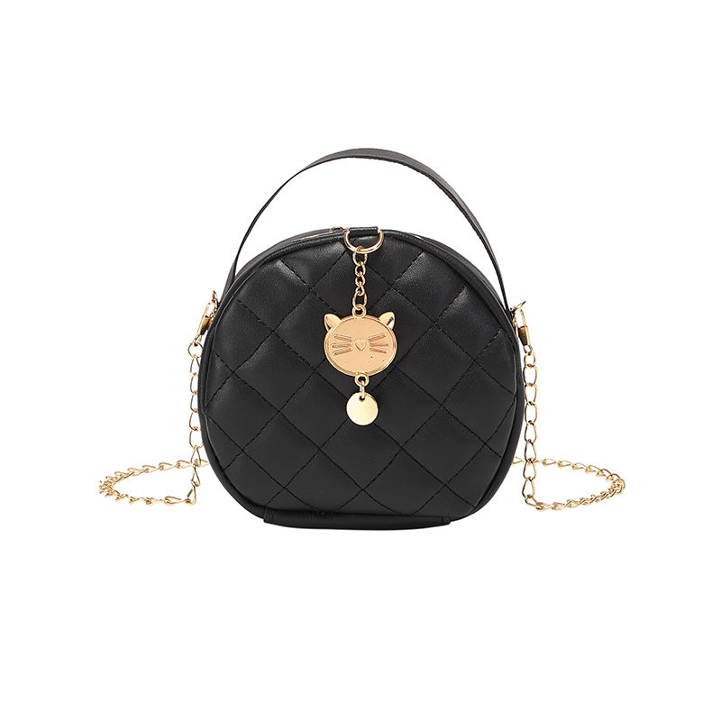 Women's Diamond Pattern Leisure Chain Round Crossbody Bags