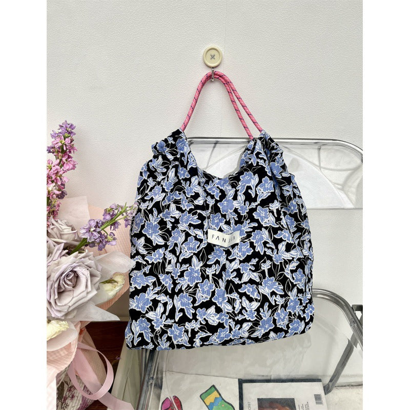 Canvas Large Capacity Totes Drawstring Wind Handbags