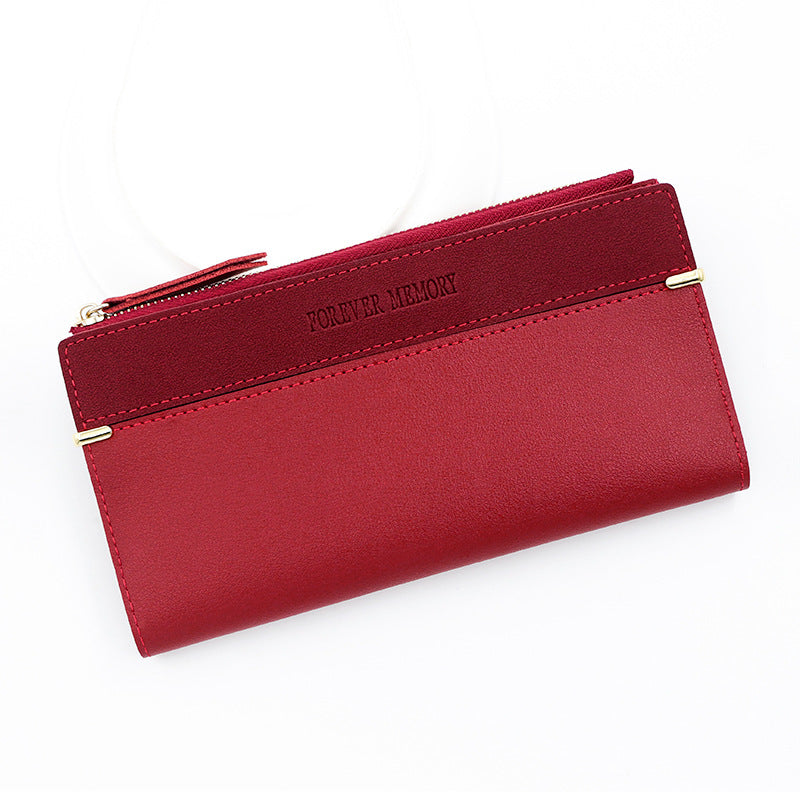 Women's Long Leather Patchwork Solid Color Fashion Ladies Wallets