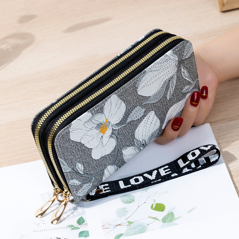 Women's Zipper Korean Style Flower Large Capacity Mobile Ladies Wallets