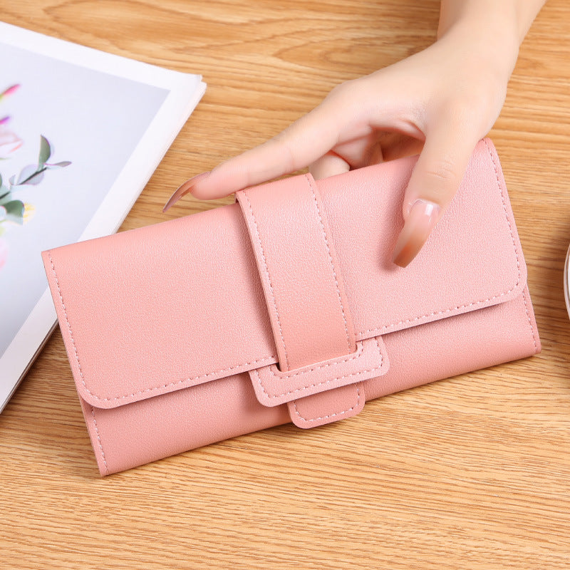 Women's Long Three-fold Flip Korean Style Fresh Ladies Wallets