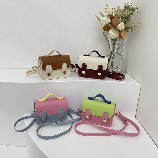 Children's Candy Color Contrast Mini Square Korean Children's Shoulder Bags