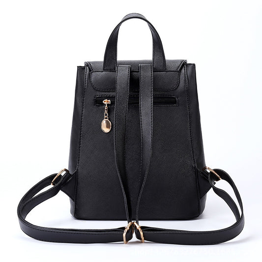 Women's Zipper Iron Side Drawstring Flip Korean Style Toothpick Backpacks