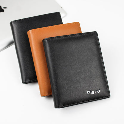 Men's Short Leather Vertical Simple Multiple Slots Men's Wallets