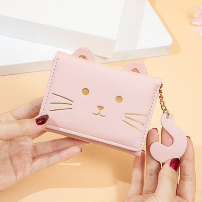 Women's Short Cute Fresh Cat Multiple Ladies Wallets