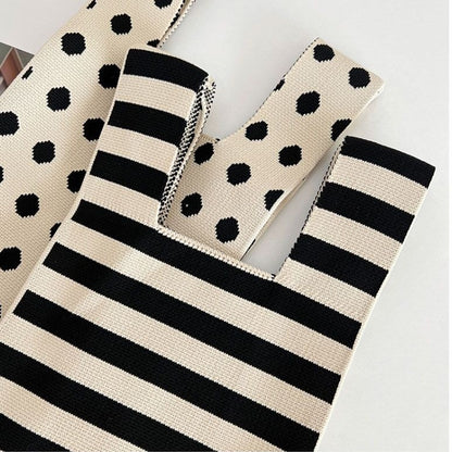 Women's Striped Knitted Portable Storage Korean Style Handbags