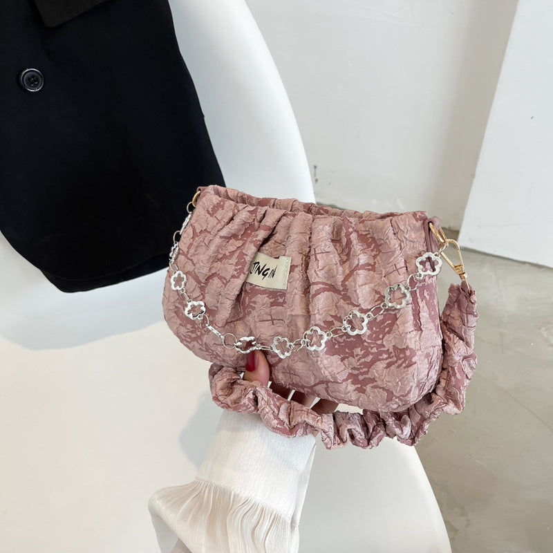 Sacs à bandoulière plissés de petite taille pour femmes avec texture avancée