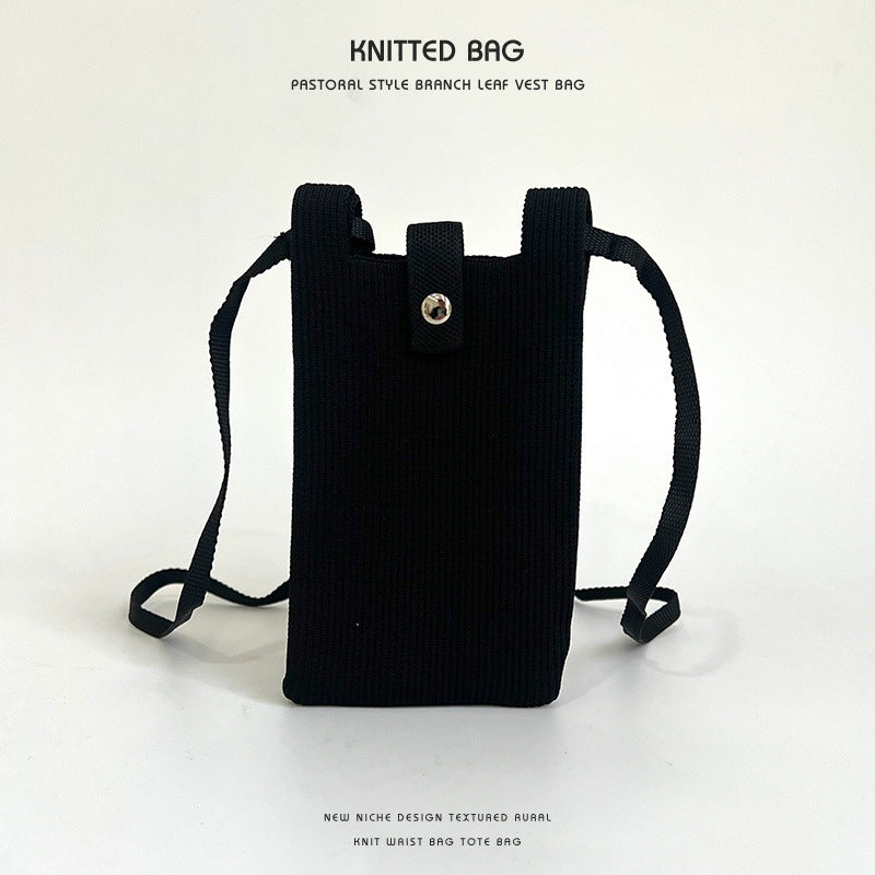 Classy Solid Color Niche Knitted Korean Phone Bags