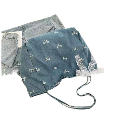 Good-looking Denim Canvas Bow Sweet Large Shoulder Bags